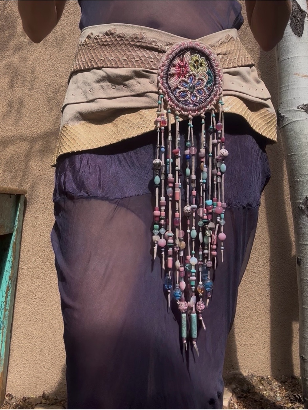 Gossamer Wings Santa Fe Y2K belt beaded Python belt